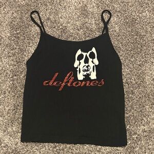 Deftones self-titled red glitter cropped ribbed tank